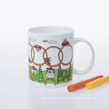 11oz Pinselstift Becher Sublimation Beschichtung Becher mit Farbstift Zeichnung Tasse Becher